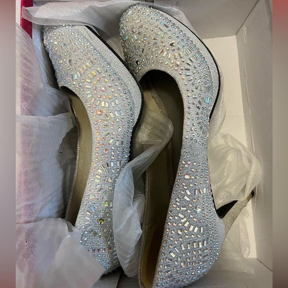 Silver Slipper dress heels, worn once
